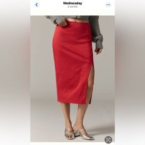 Anthropologie Maeve Red Women's Skirt w/ Bow at slit, NWT, Sz Large & Small